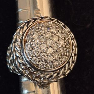 Large Sterling Silver CZ Fashion Ring Size 6
